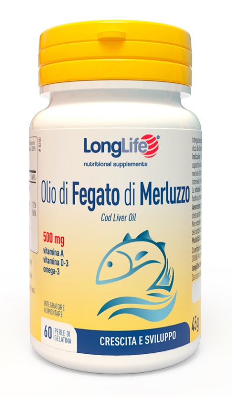 LONGLIFE OLIO FEGATO MERLUZZO 500 MG 60 PERLE IN GELATINA - farmasconti.eu