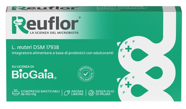 REUFLOR 10 COMPRESSE MASTICABILI AROMA LIMONE - farmasconti.eu