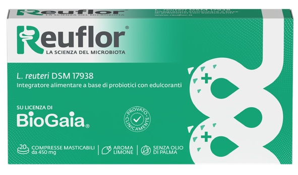 REUFLOR 20 COMPRESSE MASTICABILI AROMA LIMONE - farmasconti.eu