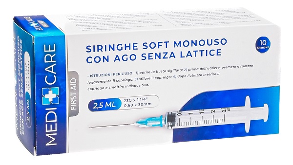 SIRINGA SOFT CAPACITA' 2,5ML AGO GAUGE 23 CONFEZIONE 10 PEZZI GAMMADIS - farmasconti.eu