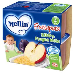MELLIN FRUTTA PURA PRUGNA MELA 100 G 4 PEZZI - farmasconti.eu