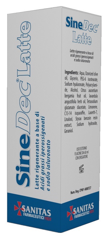 EMULSIONE PROFUMATA CONTENENTE OLIO OSSIGENATO PER PREVENZIONE E MEDICAZIONE DELLE ULCERE DA DECUBITO DI GRADO I SU PELLE INTEGRA SINEDEC LATTE 60ML - farmasconti.eu