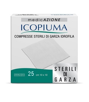 ICOPIUMA GARZA COMPRESSA IDROFILA 10X10CM 25 PEZZI - farmasconti.eu