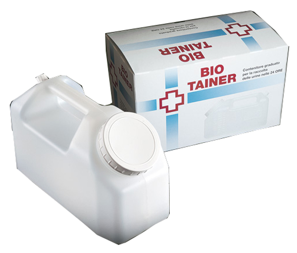 TANICA GRADUATA BIO TAINER PER RACCOLTA DI URINA NELLE 24 ORE 2500 ML CON TAPPINO DI PRELIEVO E MANICO 1 PEZZO - farmasconti.eu