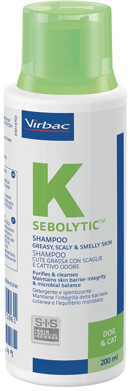 SEBOLYTIC SHAMPOO CUTE GRASSA CON SCAGLIE E CATTIVO ODORE CANE E GATTO 200 ML - farmasconti.eu