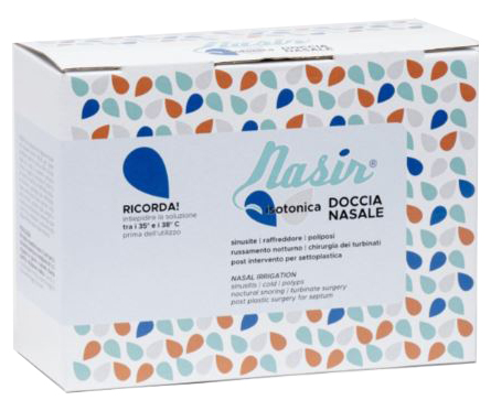NASIR DOCCIA NASALE CON SOLUZIONE FISIOLOGICA ISOTONICA 10 SACCHE 250 ML + 1 BLISTER - farmasconti.eu
