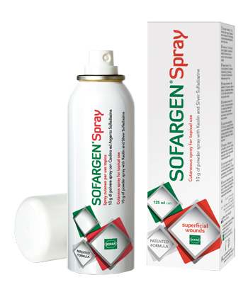 MEDICAZIONE IN POLVERE SPRAY CON CAOLINO E ARGENTO SULFADIAZINA 1% SOFARGEN SPRAY 10 G BOMBOLETTA PRESSURIZZATA 125 ML - farmasconti.eu