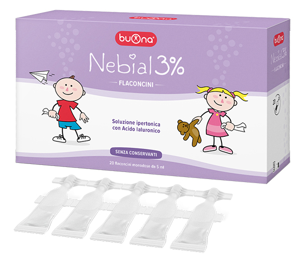 NEBIAL FLACONCINI SOLUZIONE SALINA IPERTONICA DI SODIO CLORURO AL 3% CON ACIDO IALURONICO 20X5 ML - farmasconti.eu