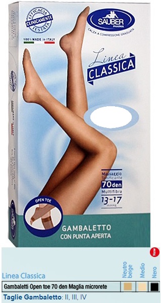 SAUBER GAMBALETTO OPEN TOE MAGLIA MICRORETE 70 DEN COLORE MEDIO TAGLIA 2 LINEA CLASSICA - farmasconti.eu