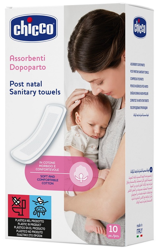 CHICCO MAMMA DONNA ASSORBENTI POSTPARTO COTONE 10 PEZZI - farmasconti.eu