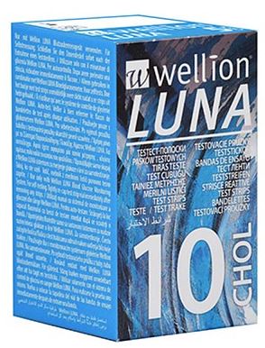 WELLION LUNA 10 STRIPS STRISCE PER MISURAZIONE COLESTEROLO - farmasconti.eu