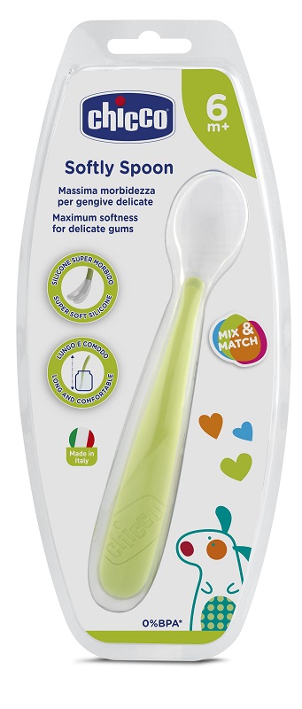 CHICCO CUCCHIAIO MORBIDO SILICONE 6M+ VERDE UP - farmasconti.eu
