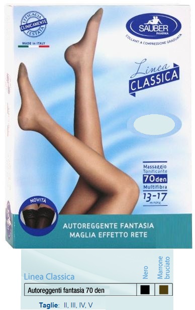 SAUBER AUTOREGGENTE FANTASIA 70 DEN MAGLIA MICRORETE COLORE NERO TAGLIA 5 LINEA CLASSICA - farmasconti.eu