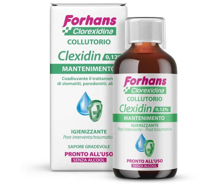 FORHANS COLLUTORIO CON CLOREXIDINA 0,12 CLEXIDIN SENZA ALCOOL 200 ML - farmasconti.eu