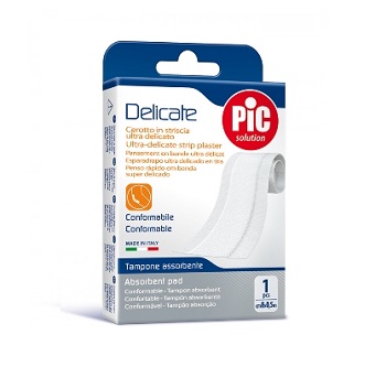 CEROTTO PIC DELICATE STRISCIA BIANCA CON TAMPONE ANTIBATTERICO CM 8X0,5 M - farmasconti.eu