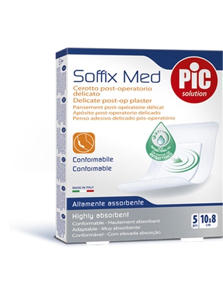 CEROTTO PIC SOFFIX MED IN TNT CON TAMPONE CENTRALE ASSORBENTE STERILE MONOUSO 10X8 CM ANTIBATTERICO 5 PEZZI - farmasconti.eu