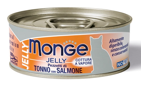MONGE NATURAL QUALITY GATTO MONGE JELLY PEZZETTI DI TONNO BONITO/SALMONE 80 G - farmasconti.eu