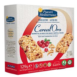 PIACERI MEDITERRANEI CEREALORO BARRETTA DI RISO CON MAIS E MIRTILLI ROSSI 6 PEZZI DA 21,5 G - farmasconti.eu