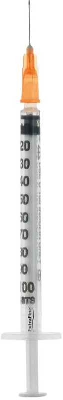 SIRINGA PER INSULINA EXTRAFINE 1ML 100 UI AGO REMOVIBILE 25 GAUGE 0,5X16 MM 1 PEZZO - farmasconti.eu