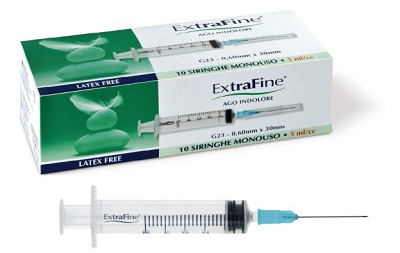 SIRINGA EXTRAFINE 5 ML GAUGE 23 0,60X30MM 10 PEZZI - farmasconti.eu