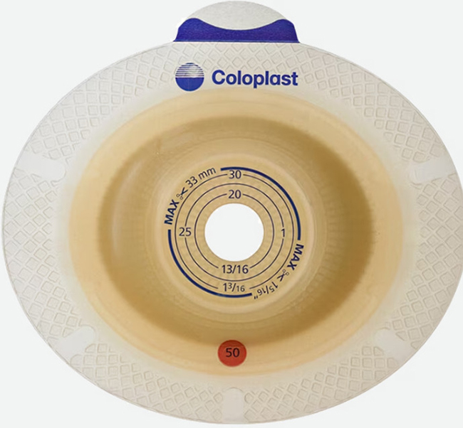 PLACCA PER UROSTOMIA SISTEMA A 2 PEZZI SENSURA XPRO CONVEX LIGHT FORO RITAGLIABILE 15-33MM FLANGIA 50MM 5 PEZZI - farmasconti.eu