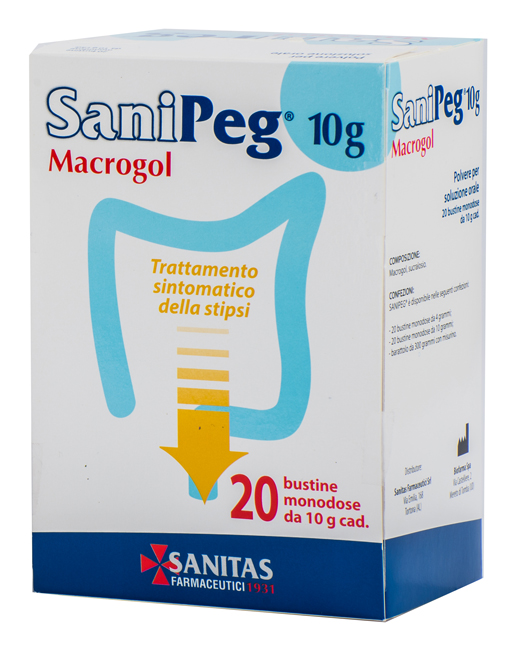 SANIPEG MACROGOL POLVERE PER SOLUZIONE ORALE 20 BUSTE DA 10 G - farmasconti.eu