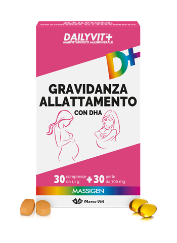 MASSIGEN GRAVIDANZA ALLATTAMENTO CON ACIDO FOLICO MULTIVITAMINICO E MULTIMINERALE 30 COMPRESSE RIVESTITE DA 1,1 G + 30 PERLE DA 700 MG - farmasconti.eu