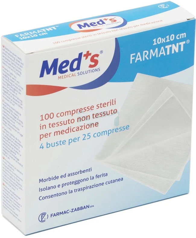 GARZA COMPRESSA MEDS TESSUTO NON TESSUTO 10X10CM 100 PEZZI - farmasconti.eu