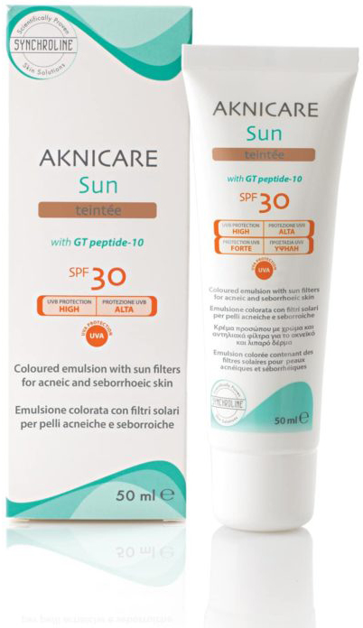 CREMA COLORATA PROTETTIVA SOLARE PER PELLE ACNEICA AKNICARE SUN TEINTEE' DORE' TUBETTO 50 ML - farmasconti.eu