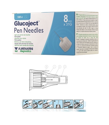 AGO PER PENNA DA INSULINA GLUCOJECT LUNGHEZZA 8 MM GAUGE 31 100 PEZZI - farmasconti.eu