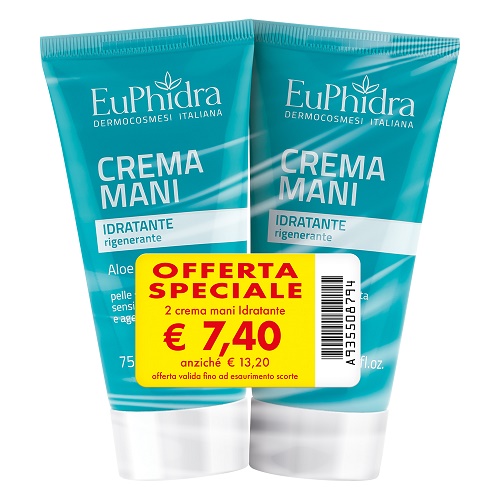 EUPHIDRA ABBINATA CREMA MANI IDRATANTE TERMOFORMATI 2 PEZZI - farmasconti.eu