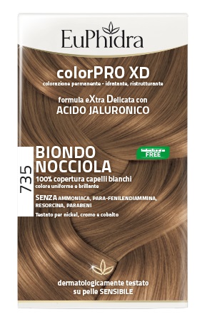 EUPHIDRA COLORPRO XD 735 BIONDO NOCCIOLA GEL COLORANTE CAPELLI IN FLACONE + ATTIVANTE + BALSAMO + GUANTI - farmasconti.eu