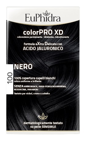 EUPHIDRA COLORPRO XD 100 NERO GEL COLORANTE CAPELLI IN FLACONE + ATTIVANTE + BALSAMO + GUANTI - farmasconti.eu