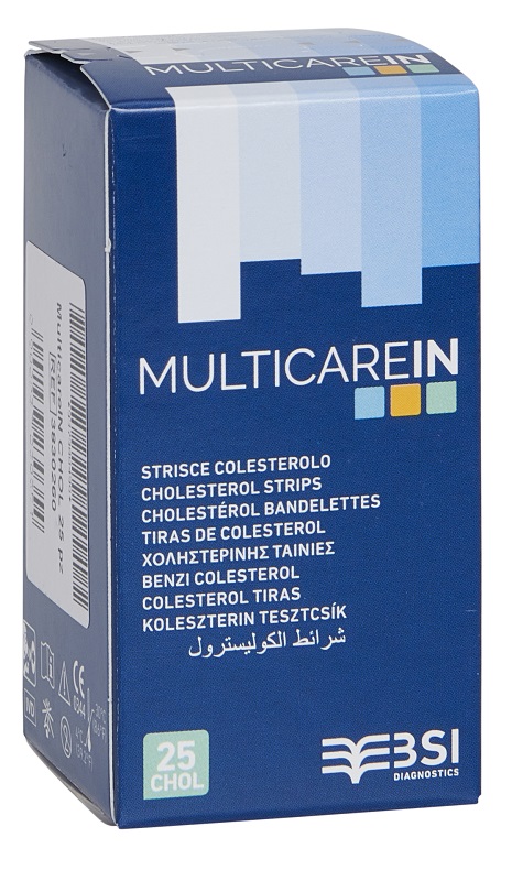 TEST COLESTEROLEMIA MULTICARE IN COLESTEROLO IN STRISCE CON ASPIRAZIONE CAPILLARE 25 PEZZI - farmasconti.eu