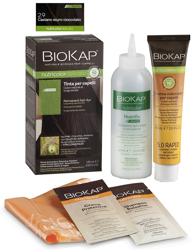 BIOS LINE  BIOKAP NUTRICOLOR DELICATO RAPID TINTA 2,9 CASTANO SCURO CIOCCOLATO 135 ML - farmasconti.eu