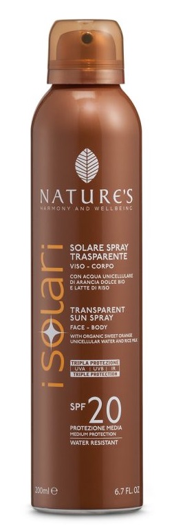 NATURE'S I SOLARI SPRAY TRASPARENTE SPF20 200 ML - farmasconti.eu