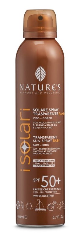 NATURE'S I SOLARI SPRAY TRASPARENTE BAMBINI SPF50+ 200 ML - farmasconti.eu