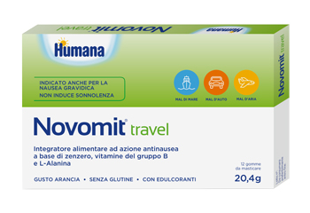 NOVOMIT TRAVEL 12 GOMME DA MASTICARE GUSTO ARANCIA - farmasconti.eu