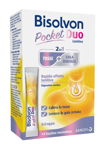 BISOLVON DUO POCKET LENITIVO TOSSE + GOLA IRRITATA A BASE DI MIELE E ALTEA 14 BUSTINE MONODOSE 10 ML - farmasconti.eu