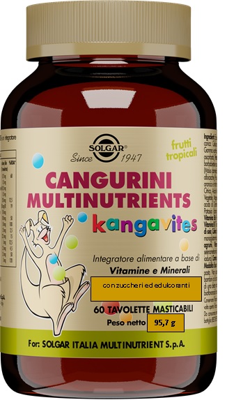 CANGURINI MULTINUTRIENTS FRUTTI TROPICALI 60 TAVOLETTE - farmasconti.eu