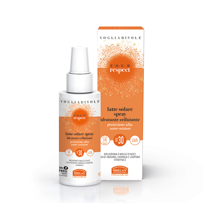 VOGLIADISOLE FOUR RESPECT LATTE SOLARE SPRAY SPF30 VISO E CORPO 100 ML - farmasconti.eu