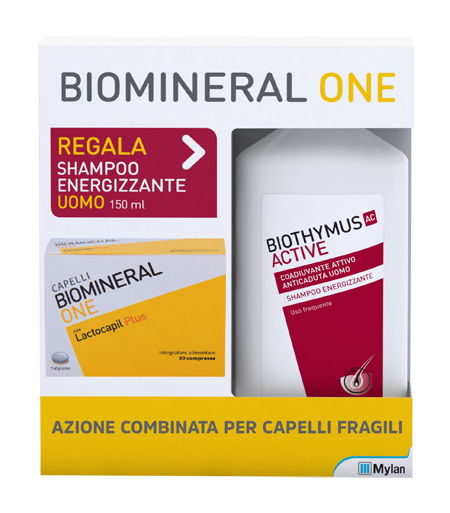 BIOMINERAL ONE LACTOCAPIL 30 COMPRESSE + BIOTHYMUS SHAMPOO UOMO ENERGIZZANTE 150 ML - farmasconti.eu