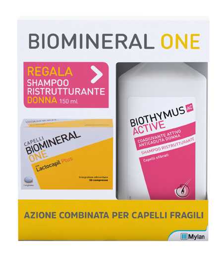 BIOMINERAL ONE LACTOCAPIL 30 COMPRESSE + BIOTHYMUS SHAMPOO DONNA RISTRUTTURANTE 150 ML - farmasconti.eu