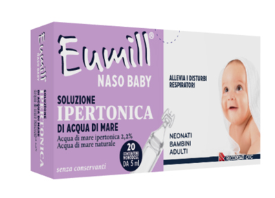 EUMILL NASO BABY SOLUZIONE IPERTONICA 20 CONTENITORI MONODOSE 5 ML - farmasconti.eu