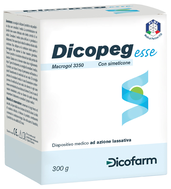 POLIMERO INERTE IDROSOLUBILE MACROGOL 3350 DICOPEG ESSE CON SIMETICONE PER TRATTAMENTO STIPSI POLVERE 300 G - farmasconti.eu
