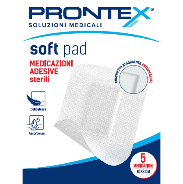 MEDICAZIONE ADESIVA STERILE PRONTEX SOFT PAD 10X8 CM 5 PEZZI - farmasconti.eu