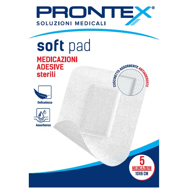 MEDICAZIONE ADESIVA STERILE PRONTEX SOFT PAD 10X6 CM 5 PEZZI - farmasconti.eu