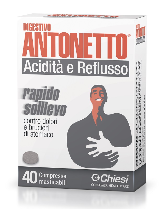 DIGESTIVO ANTONETTO ACIDITA' E REFLUSSO 40 COMPRESSE MASTICABILI - farmasconti.eu