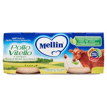 MELLIN OMOGENEIZZATO POLLO VITELLO CON VERDURE 2 X 80 G - farmasconti.eu
