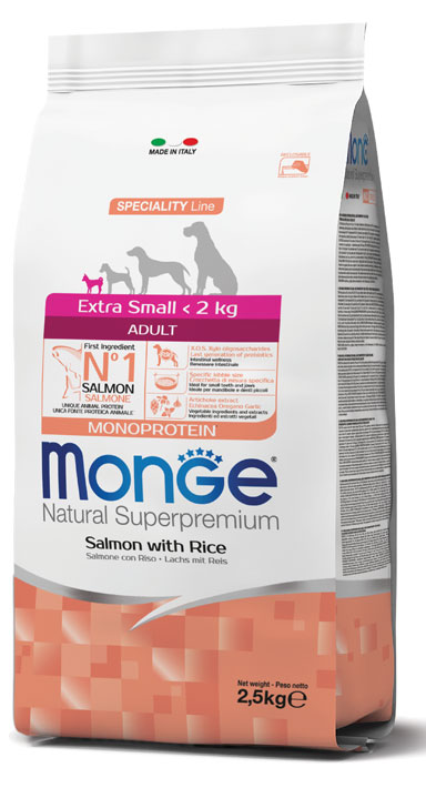 MONGE EXTRA SMALL ADULT SALMONE & RISO 800 G - farmasconti.eu
